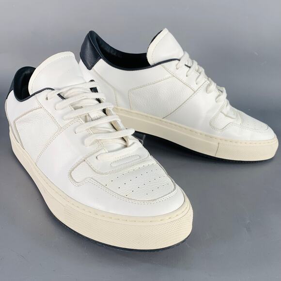 COMMON PROJECTS Size 11 White Black Leather Lace-Up Low Top Sneakers - Picture 1 of 8